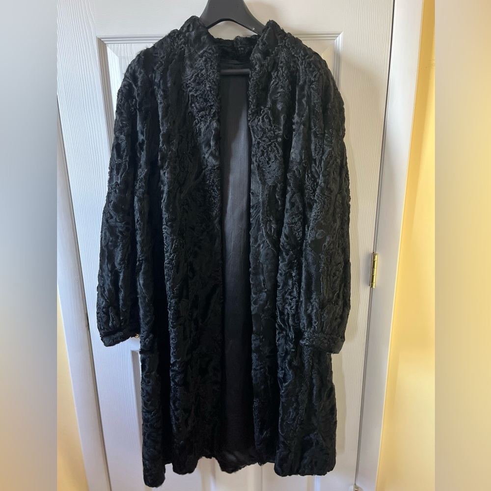 Elegant Karakul Black Women's Coat